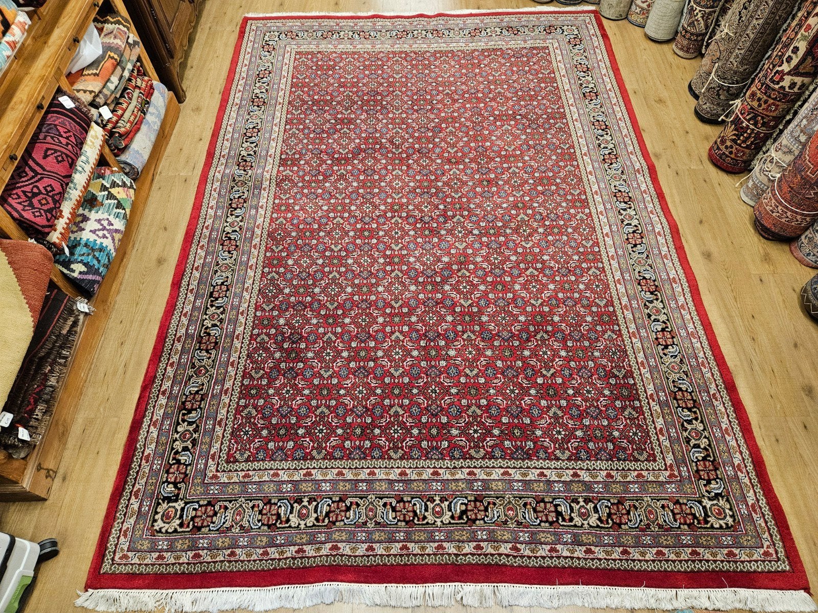 Vintage handgeknoopt oosters tapijt herati in zeer goede sta, Info@SlatsAntiek.nl, Tweedehands, Perzisch, 200 cm of meer