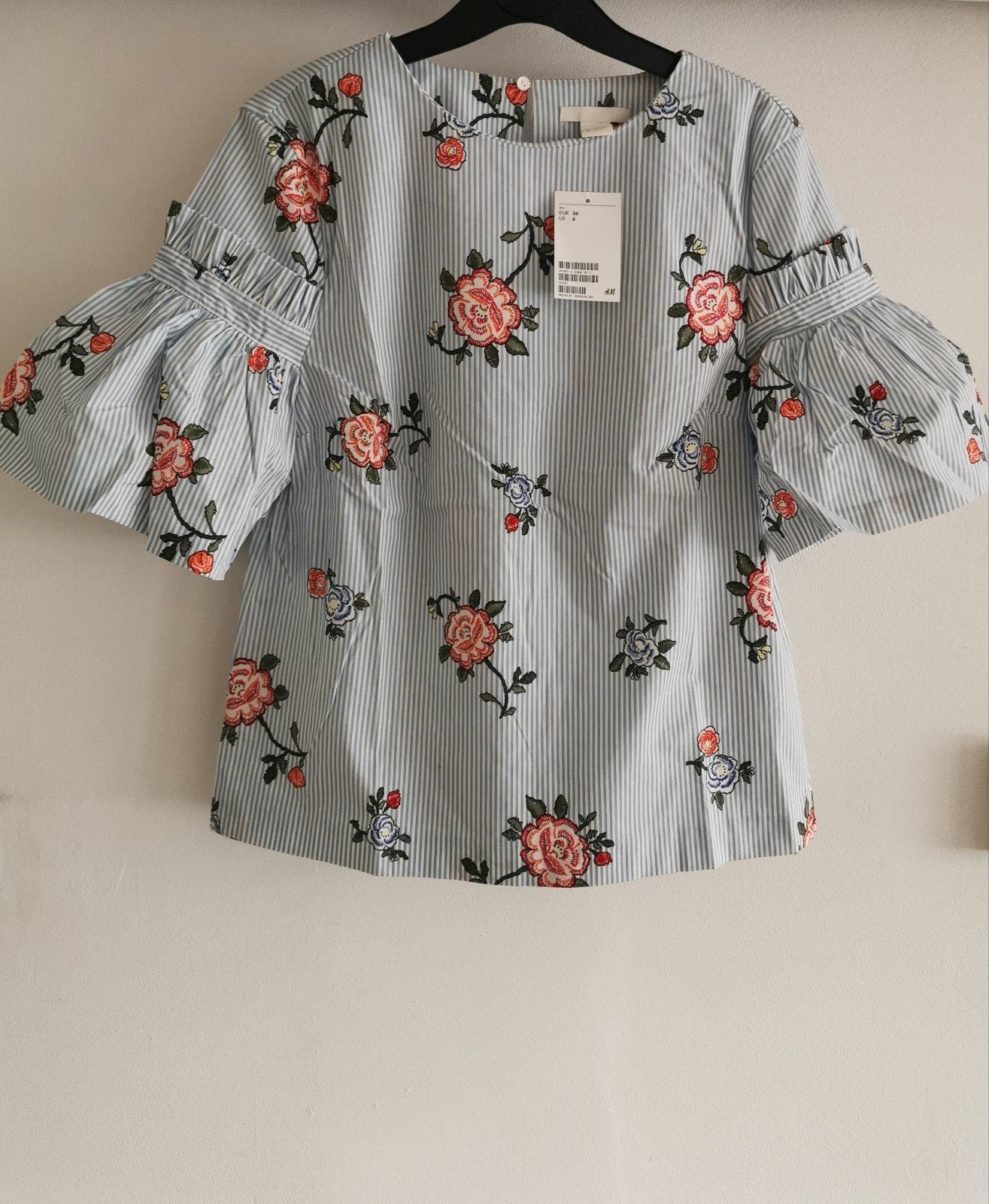 H&M blouse met klokmouwen mt. 36, H&M, Nieuw, Maat 36 (S), Meerkleurig