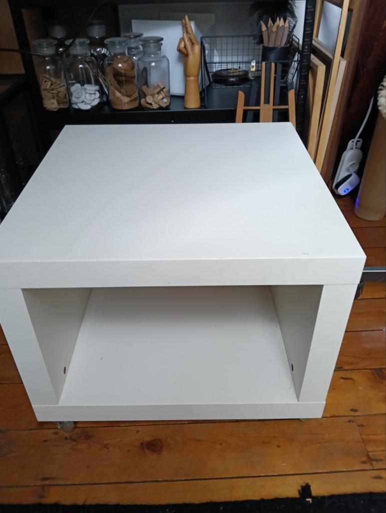 Ikea lack salontafel wit op wieltjes, Ophalen, Gebruikt, 50 tot 100 cm, Vierkant