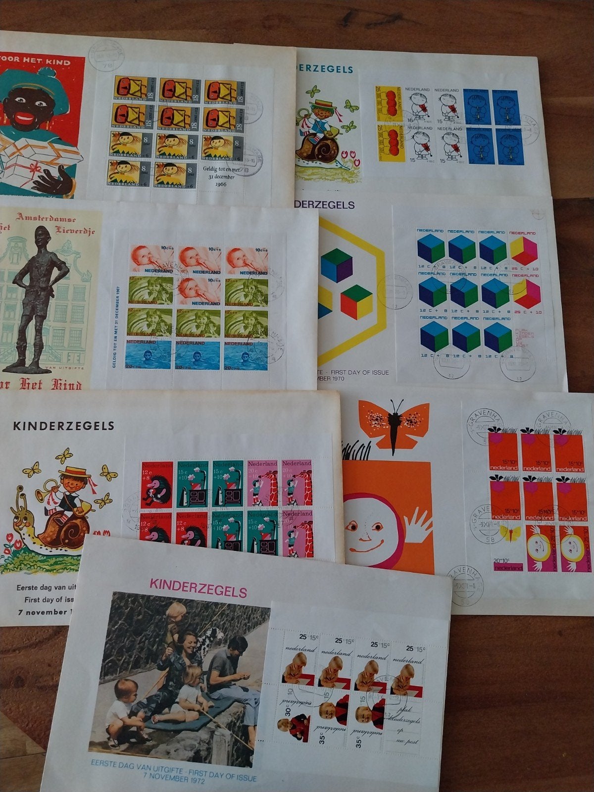 7 Grootformaat Nederlandse FDC's kinderpostzegels Blanco., Ophalen of Verzenden, Nederland