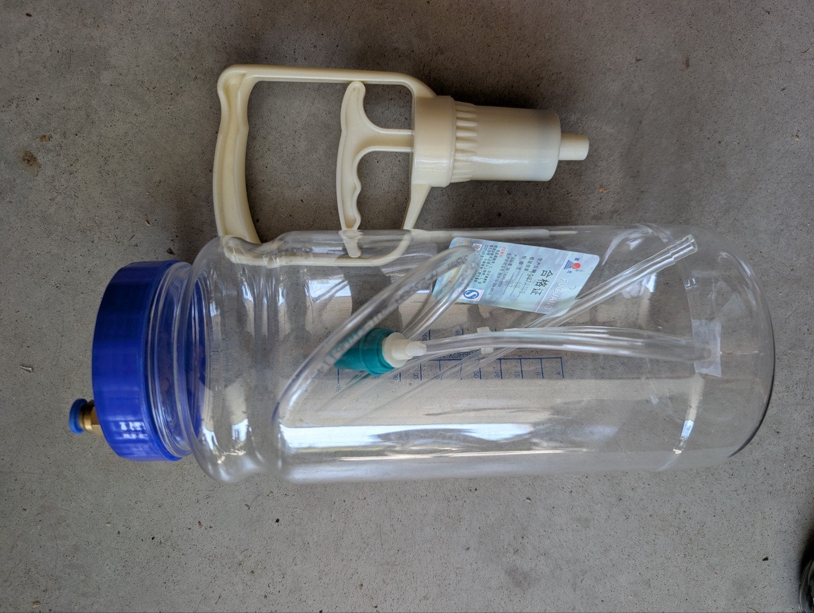 Vacuümpomp met fles - Handmatig, Ophalen of Verzenden, Zo goed als nieuw