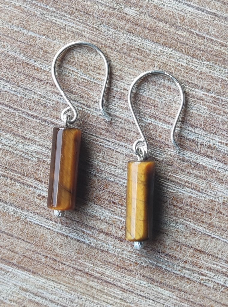 handgemaakte oorbellen echt zilver en tijgeroog, Sieraden, Tassen en Uiterlijk, Oorbellen, Hangers, Bruin, Verzenden, Nieuw