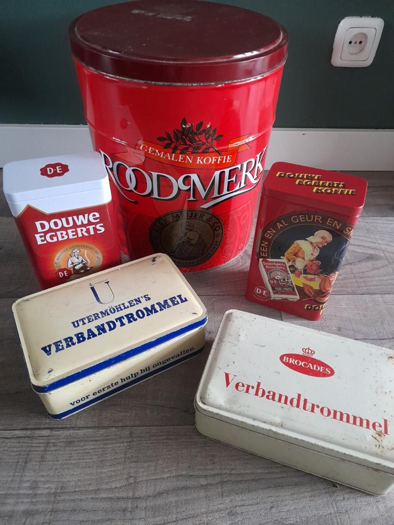 Vintage Douwe Egberts en Verbandtrommels Collectie, Ophalen of Verzenden, Gebruikt, Koffie, Douwe Egberts