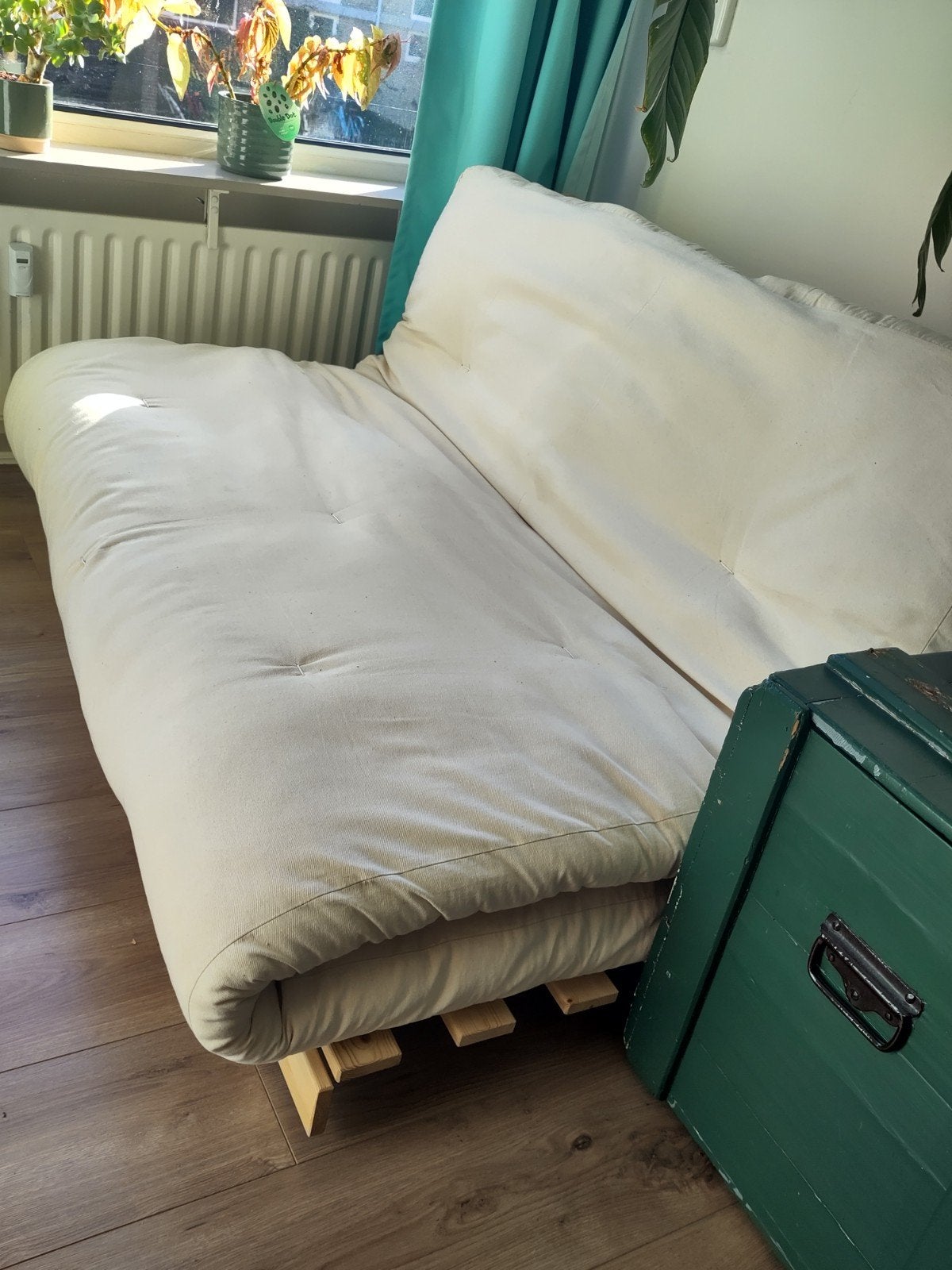 Karup slaapbank met futon, Gebruikt, Beige, Tweepersoons, 200 cm