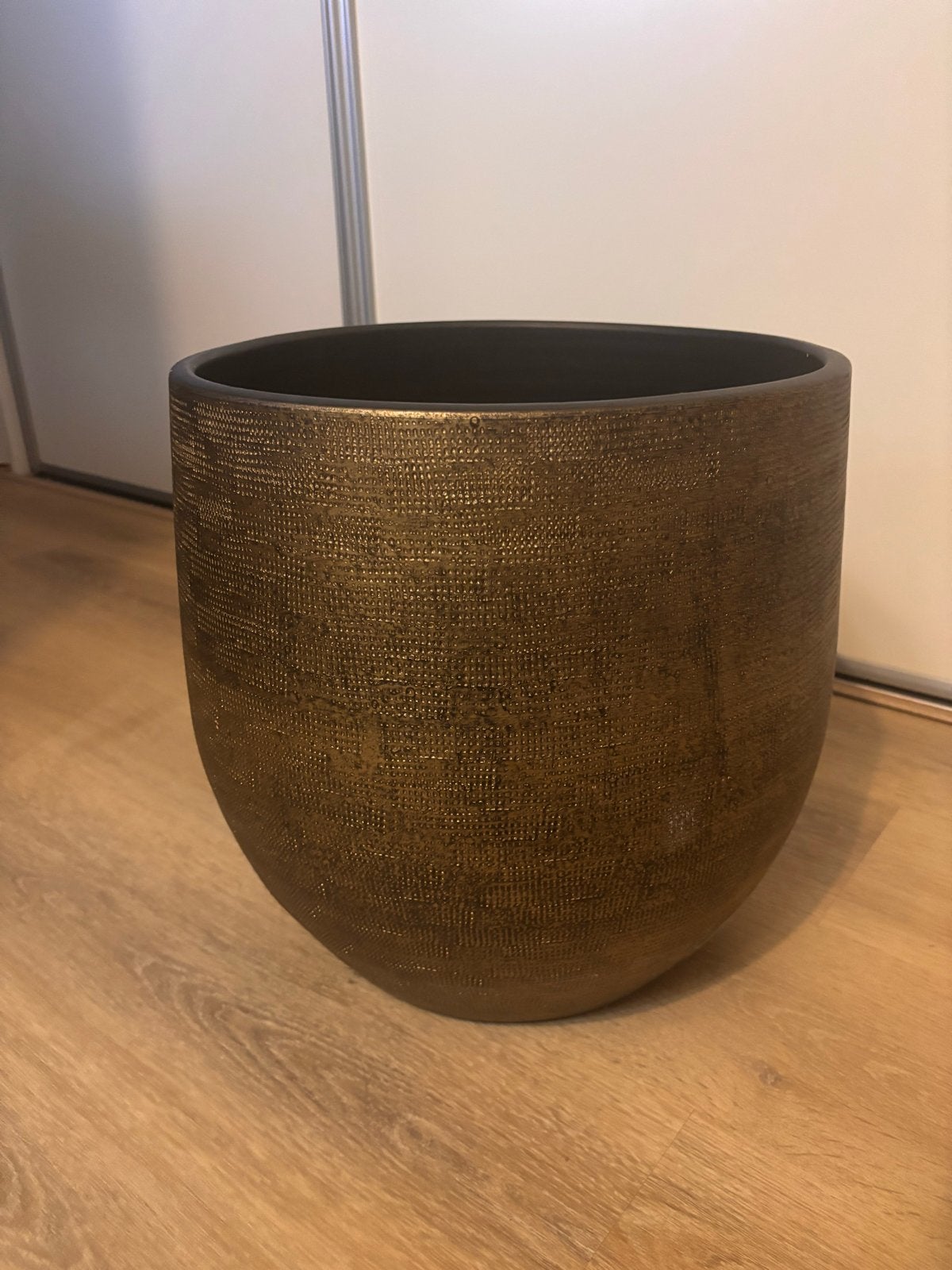 Grote goud/koper kleurige bloempot, Rond, Minder dan 40 cm, Aardewerk, Ophalen