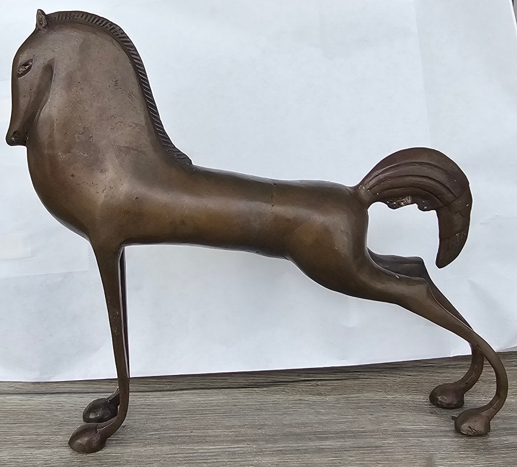 Bronzen Paardenbeeld,  Etruskische art deco stijl, Ophalen of Verzenden, Brons