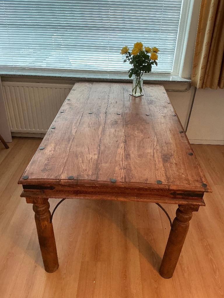 Teak houten eettafel, Huis en Inrichting, Tafels | Eettafels, Ophalen, Gebruikt, Teakhout, 50 tot 100 cm