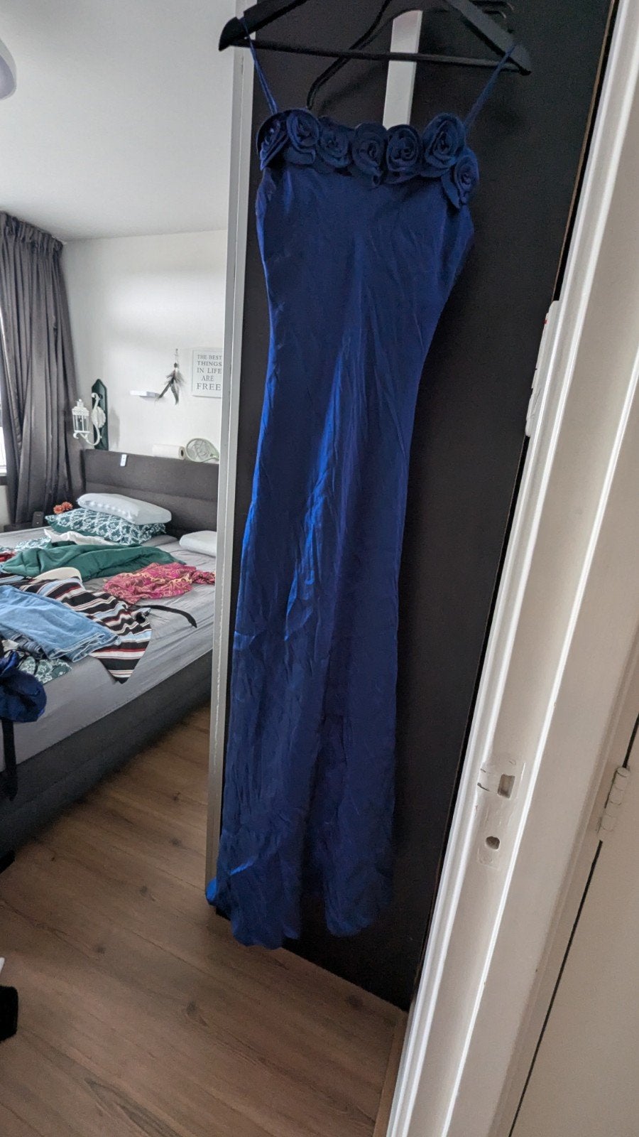 Saffierblauwe Galajurk met Stola en Rozenapplicaties, Kleding | Dames, Maat 38/40 (M), Blauw, Ophalen of Verzenden, Zo goed als nieuw