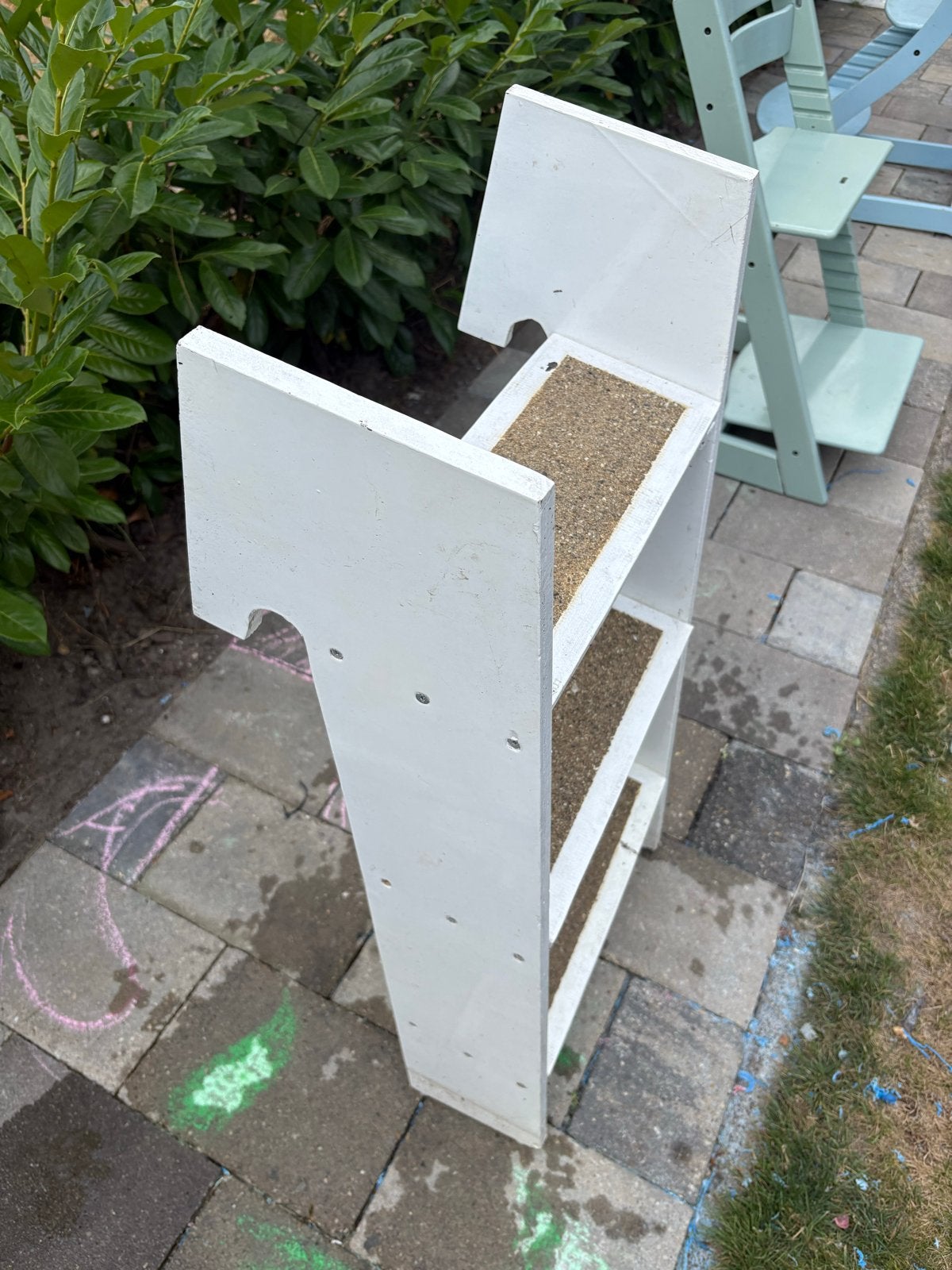 Zwembad trapje ,Witte houten trapje met antislip treden, Ophalen of Verzenden, Gebruikt, Trap, Minder dan 2 meter