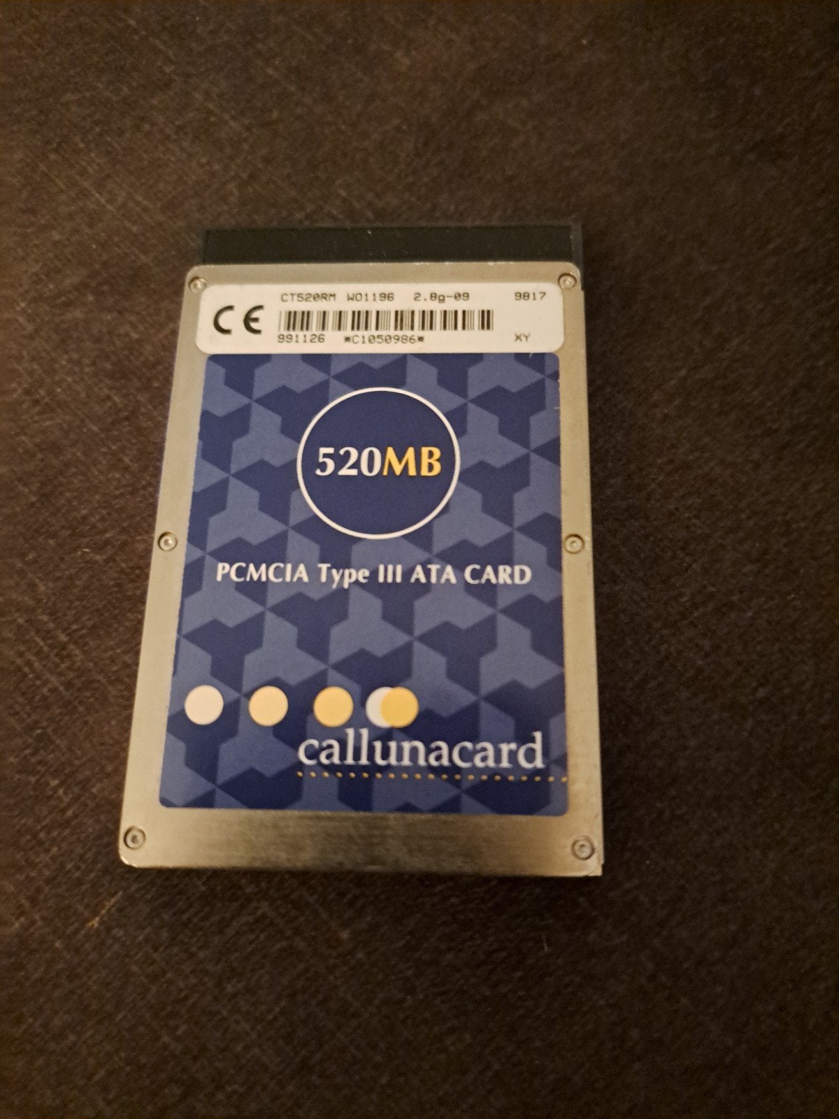 Callunacard 520MB PCMCIA Type III ATA Card, Intern, Gebruikt, HDD, Ophalen of Verzenden