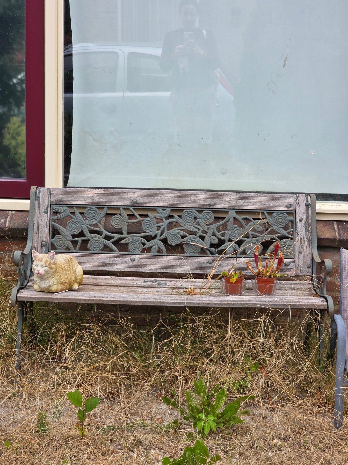 Vintage tuinbank met sierlijk rozenpatroon, Ophalen of Verzenden