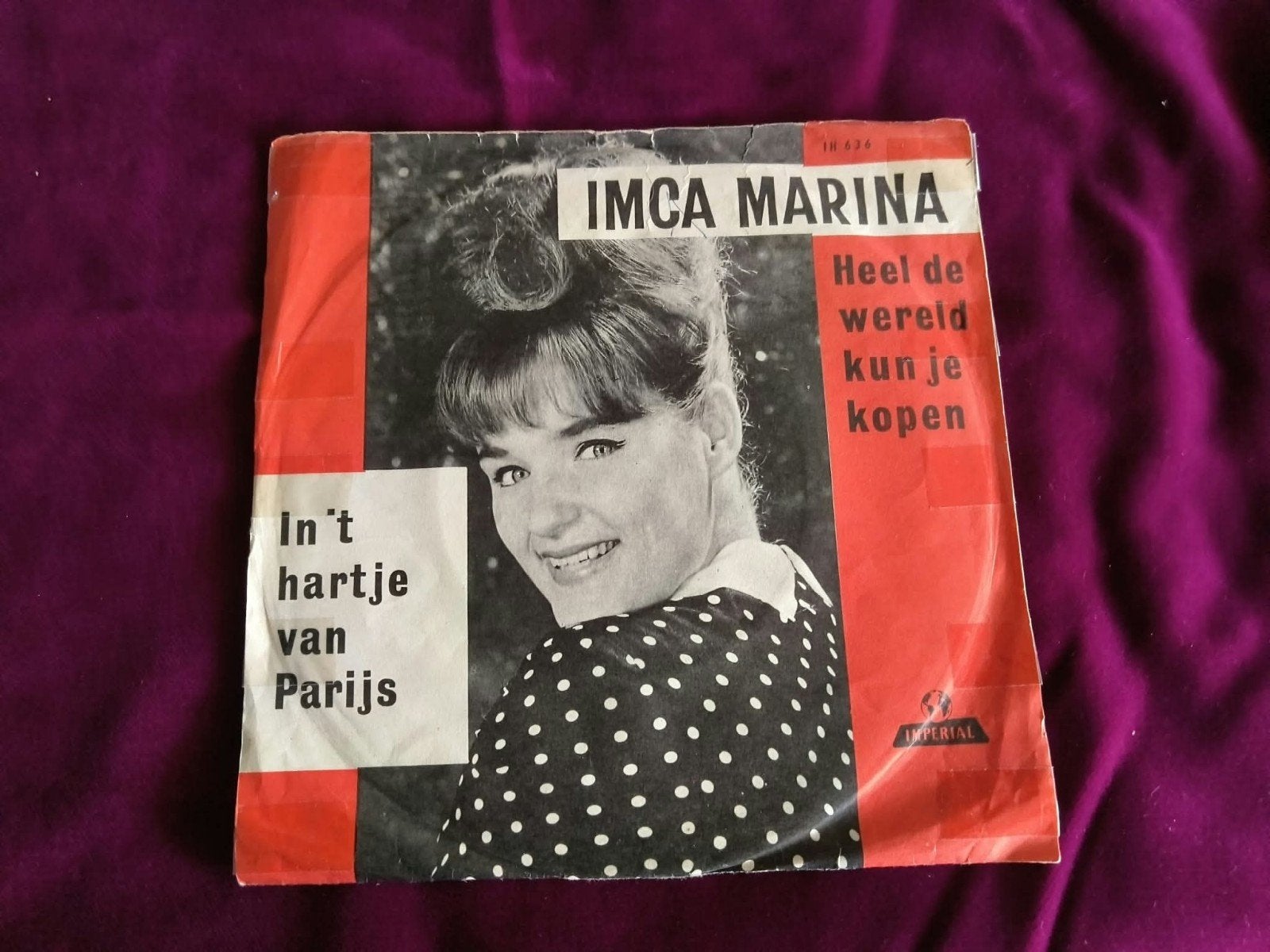 Imca Marina - In 't hartje van Parijs / Heel de wereld, Gebruikt, 7 inch, Ophalen of Verzenden, EP