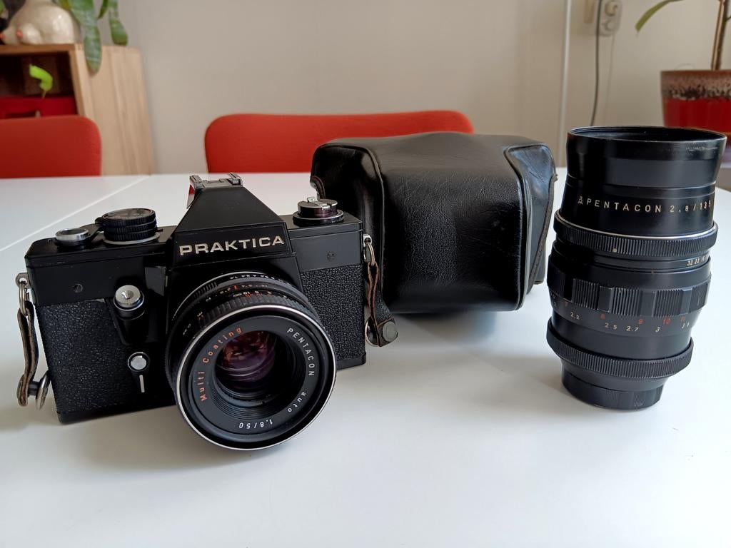 Praktica spiegelreflexcamera met Pentacon lenzen, Audio, Tv en Foto, Fotocamera's Analoog, Ophalen of Verzenden, Gebruikt, Spiegelreflex