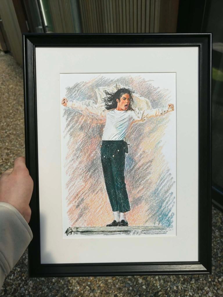 Michael Jackson The king of pop Black Framed Wall Decoration, Vintage, Papier/karton, Ophalen of Verzenden, Zo goed als nieuw