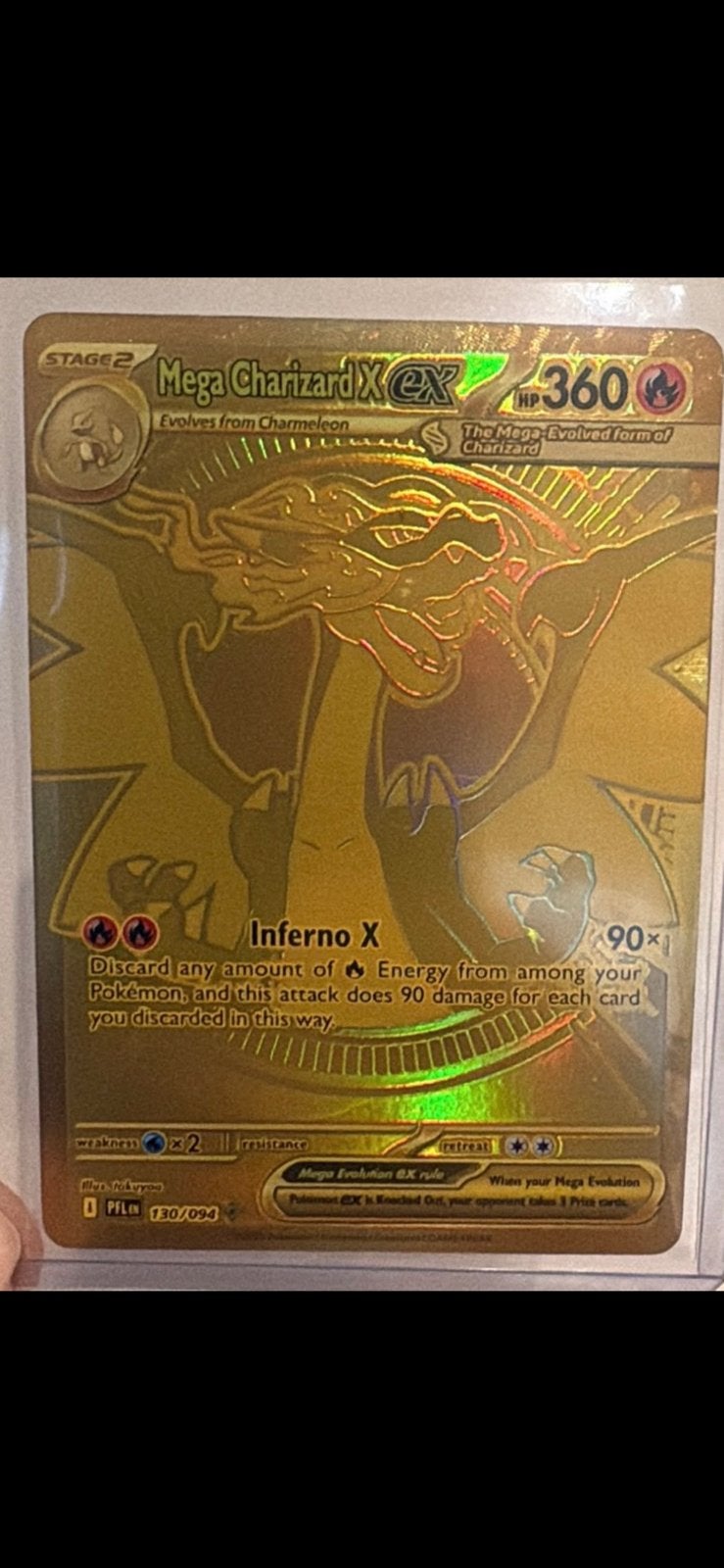 Mega Charizard X EX, Ophalen of Verzenden, Zo goed als nieuw, Losse kaart, Foil