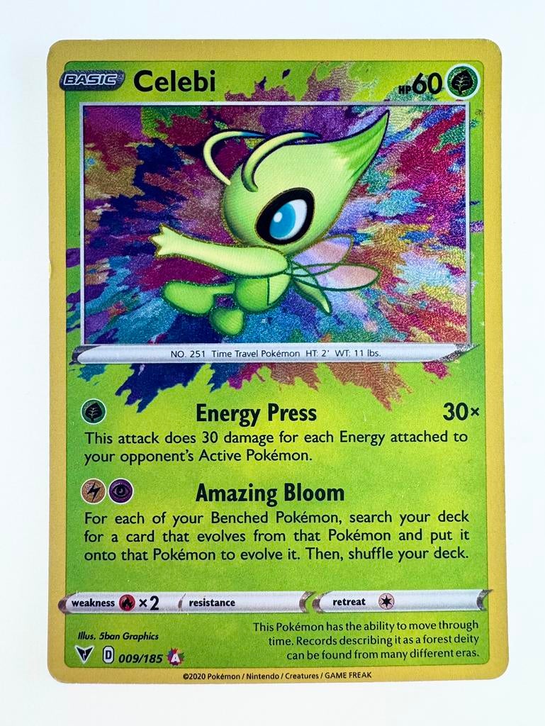 Pokemon Celebi 009/185 Holo, Ophalen of Verzenden, Zo goed als nieuw, Losse kaart, Foil