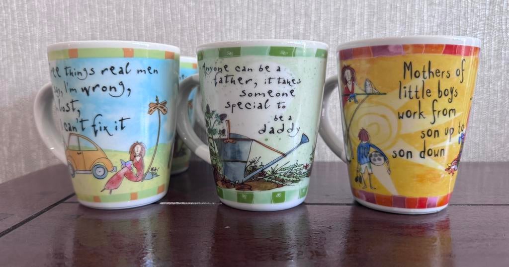 Koffiekopjes Johnson Brothers - Born To Shop (5 stuks), Ophalen, Zo goed als nieuw, Overige stijlen, Kop(pen) en/of Schotel(s)