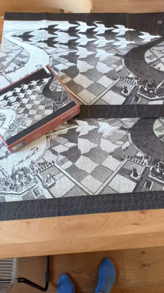 M.C.Escher legpuzzel 1000 stukjes, Ophalen of Verzenden, 500 t/m 1500 stukjes, Zo goed als nieuw