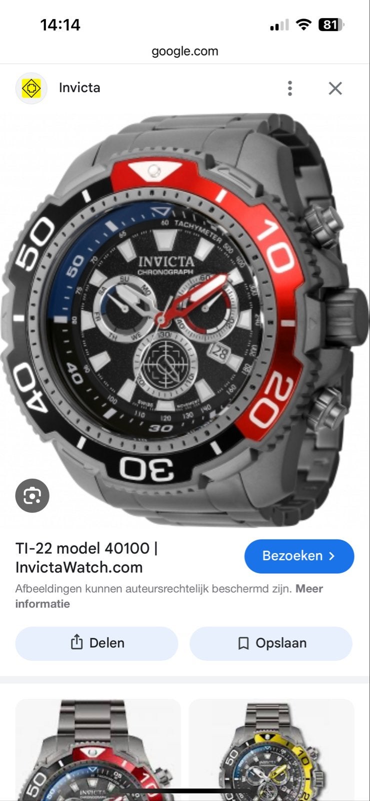 Invicta TI-22 Titanium Chronograaf Herenhorloge 65mm, Sieraden, Tassen en Uiterlijk, Horloges | Heren, Overige merken, Polshorloge