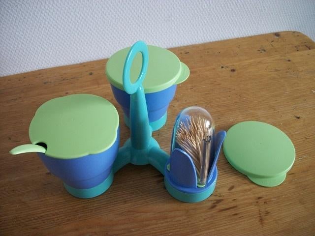 Tupperware Tafelsetje ( groen/blauw ), Ophalen of Verzenden, Gebruikt, Blauw, Overige typen