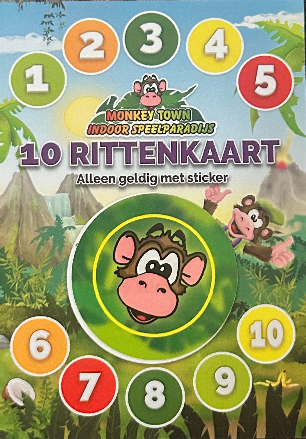 Monkey town 10 rittenkaart x4, Drie personen of meer, Ticket of Toegangskaart