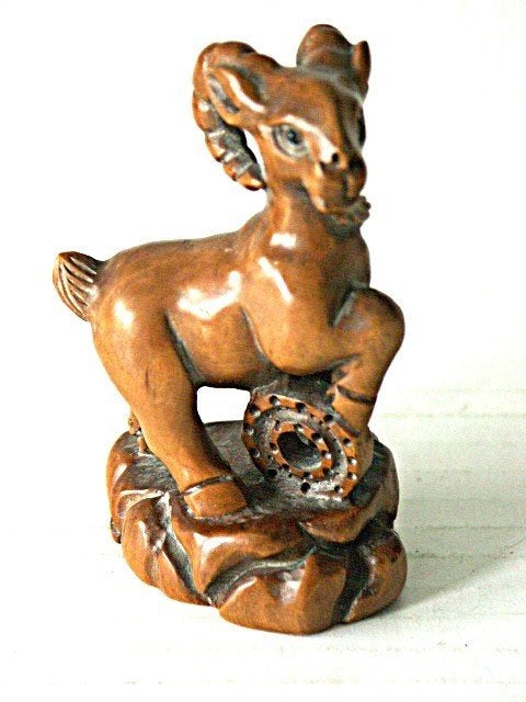 Antieke Japanse Netsuke - Ram, Hout, Ophalen of Verzenden, Netsuke, Japan