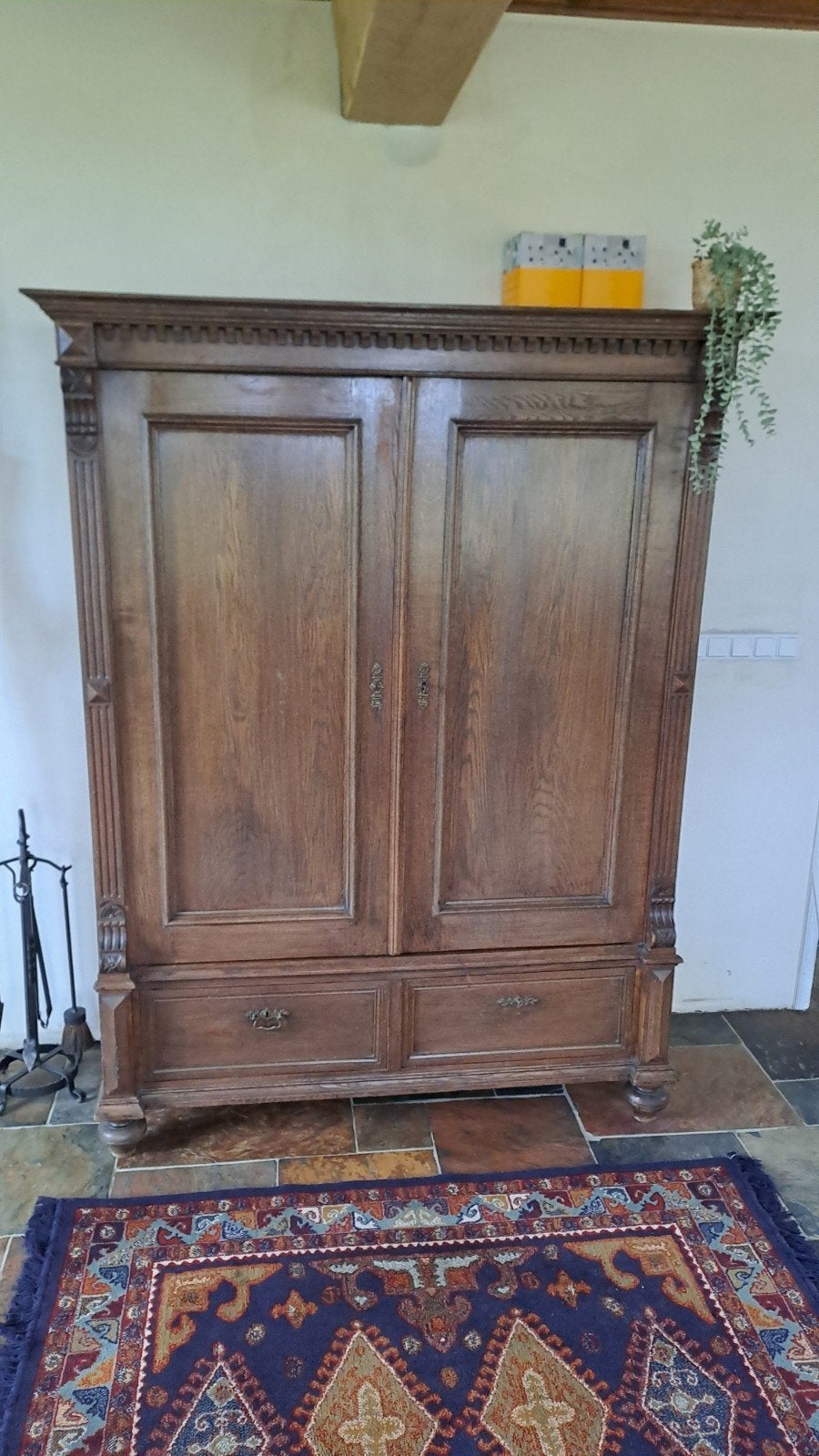 Antieke eiken linnenkast, Antiek en Kunst, Ophalen