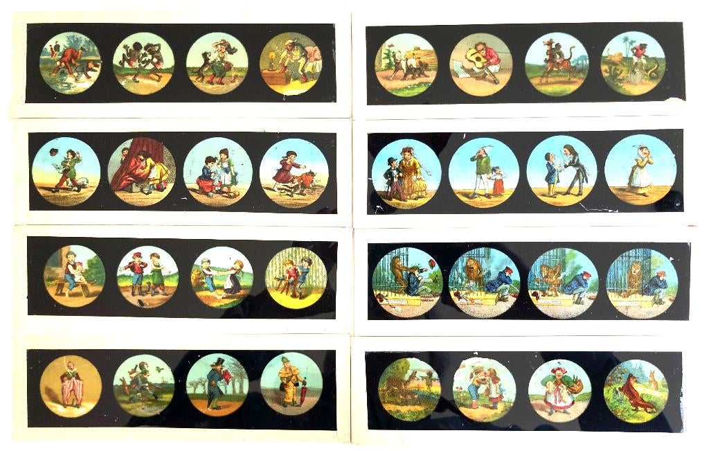 8 toverlantaarn platen 7 x 22 cm, Ophalen of Verzenden