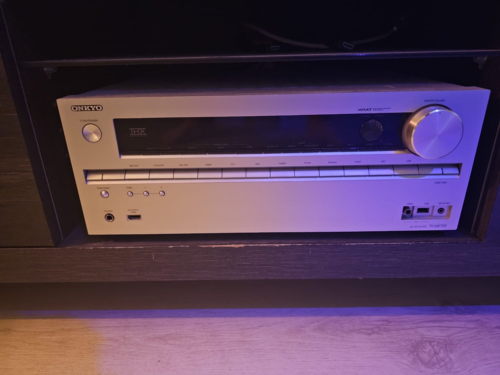 Onkyo TX-NR 709 receiver met Wharfedale Diamond 9.5 speakers, Ophalen, Gebruikt, 120 tot 150 watt, Afstandsbediening