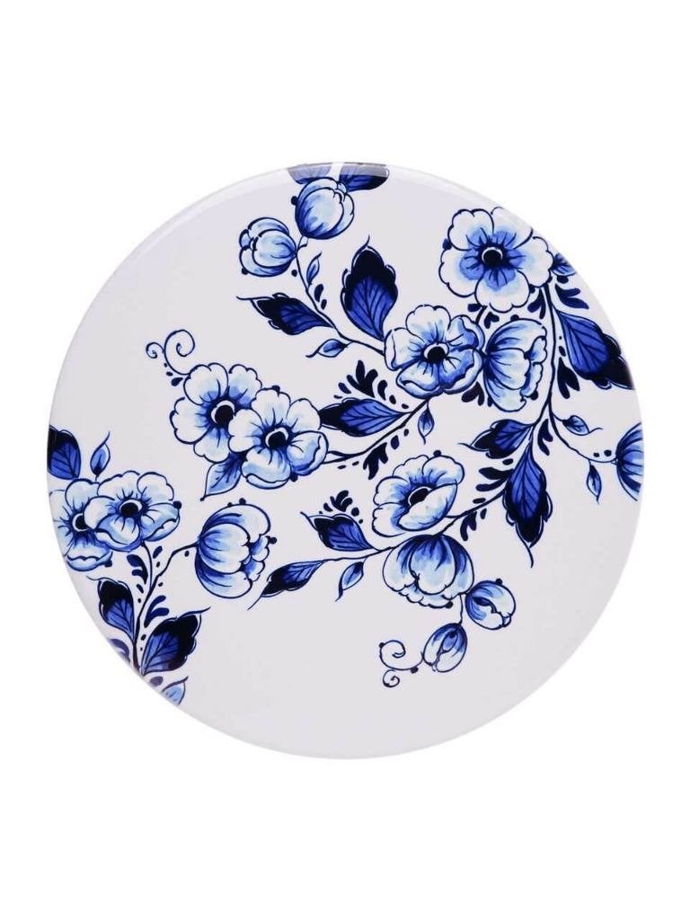 Heinen Delfts Blauw pannenonderzetter Bloemen 18 cm, Huis en Inrichting, Overige merken, Keramiek, Overige typen, Ophalen of Verzenden