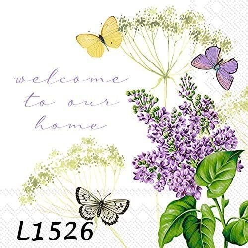Servetten decoupage/bullet journal -bloemen + vlinders L1526, Verzenden, Nieuw