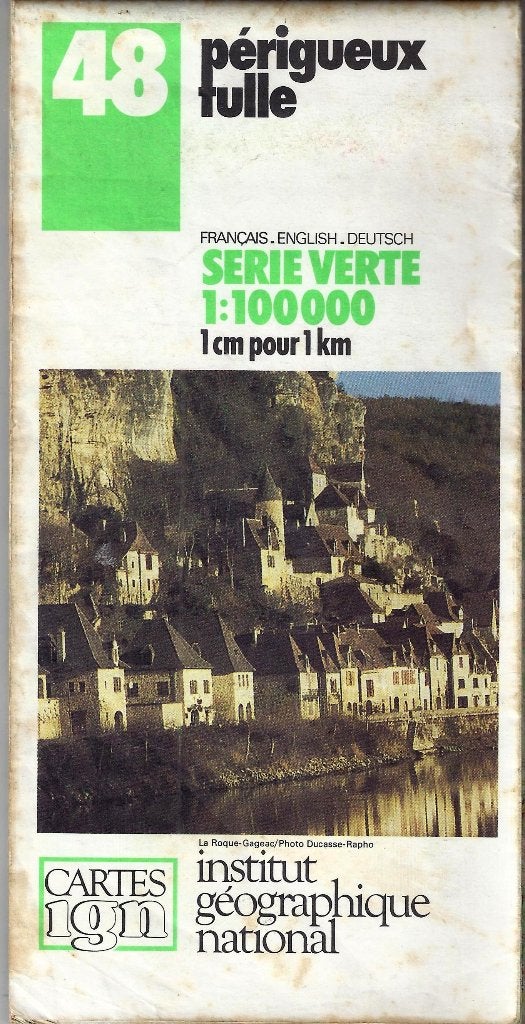 Plattegrond 48  perigueux tulle frankrijk 1985, Gelezen, Frankrijk, Ophalen of Verzenden, Landkaart