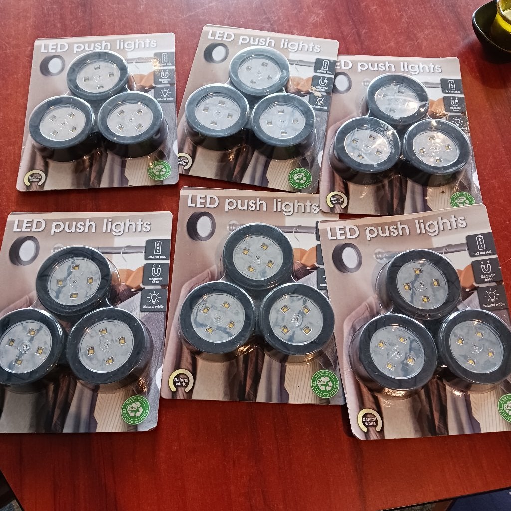 Druklampjes (6 sets van 3 stuks) NIEUW, Kunststof, Opbouwspot, Overige merken, Nieuw