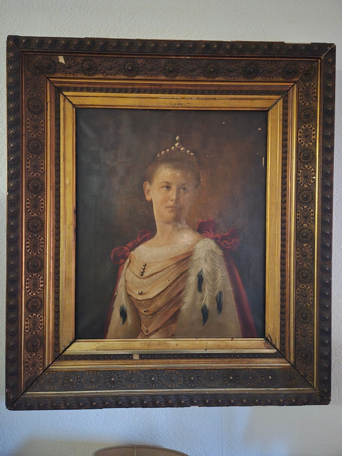 Oud portret van koningin Wilhelmina, Ophalen, Doek, Portret of Personen, Gesigneerd