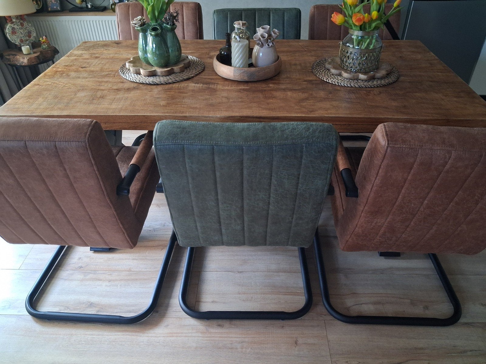 prachtige eettafel mangohout, Ophalen, 50 tot 100 cm, Zo goed als nieuw, 150 tot 200 cm