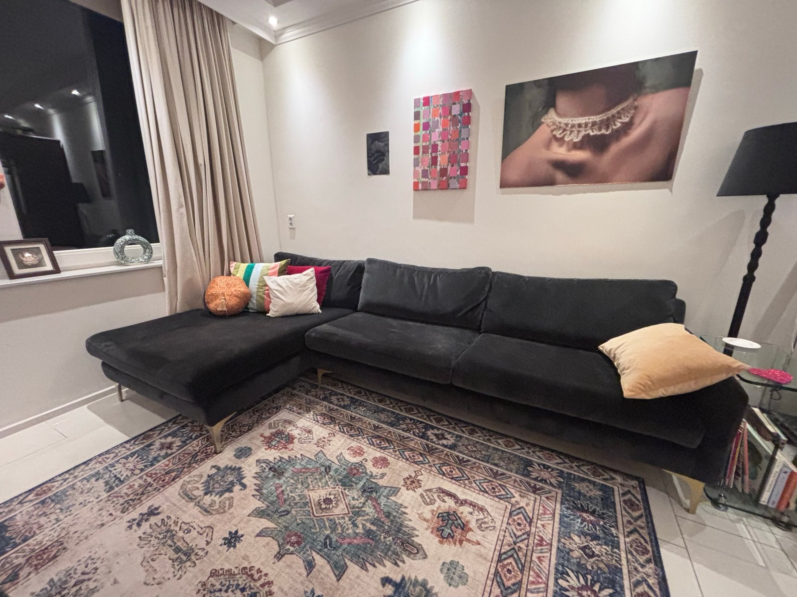 Sofa Company Astha Hoekbank - Zwart, 300cm, Gebruikt, Hoekbank, 300 cm of meer, Ophalen of Verzenden