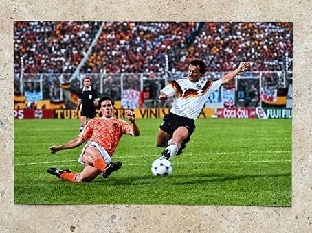 Kleur foto M van Basten-Kohler goal Ned-Duitsland EK 21-6-88, Verzenden, Nieuw, Ajax, Poster, Plaatje of Sticker