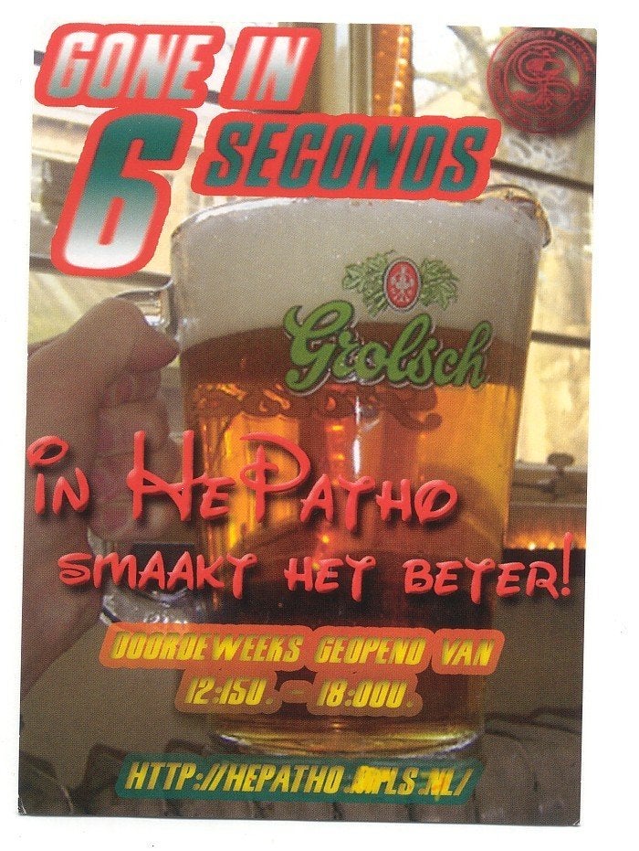 Grolsch Gone in 6 seconds...In Het Patho Leiden 2004., Ophalen, Nieuw, Overige typen, Grolsch