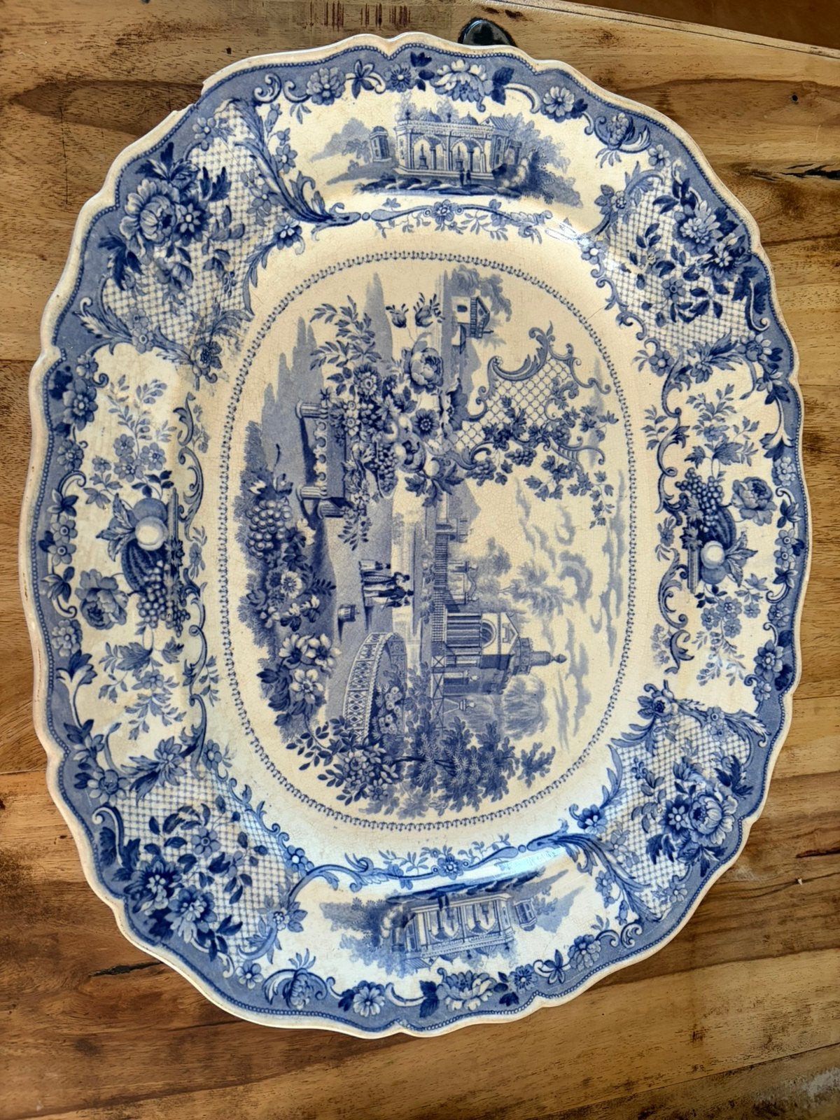 Antiek servies bord groot, Ophalen of Verzenden