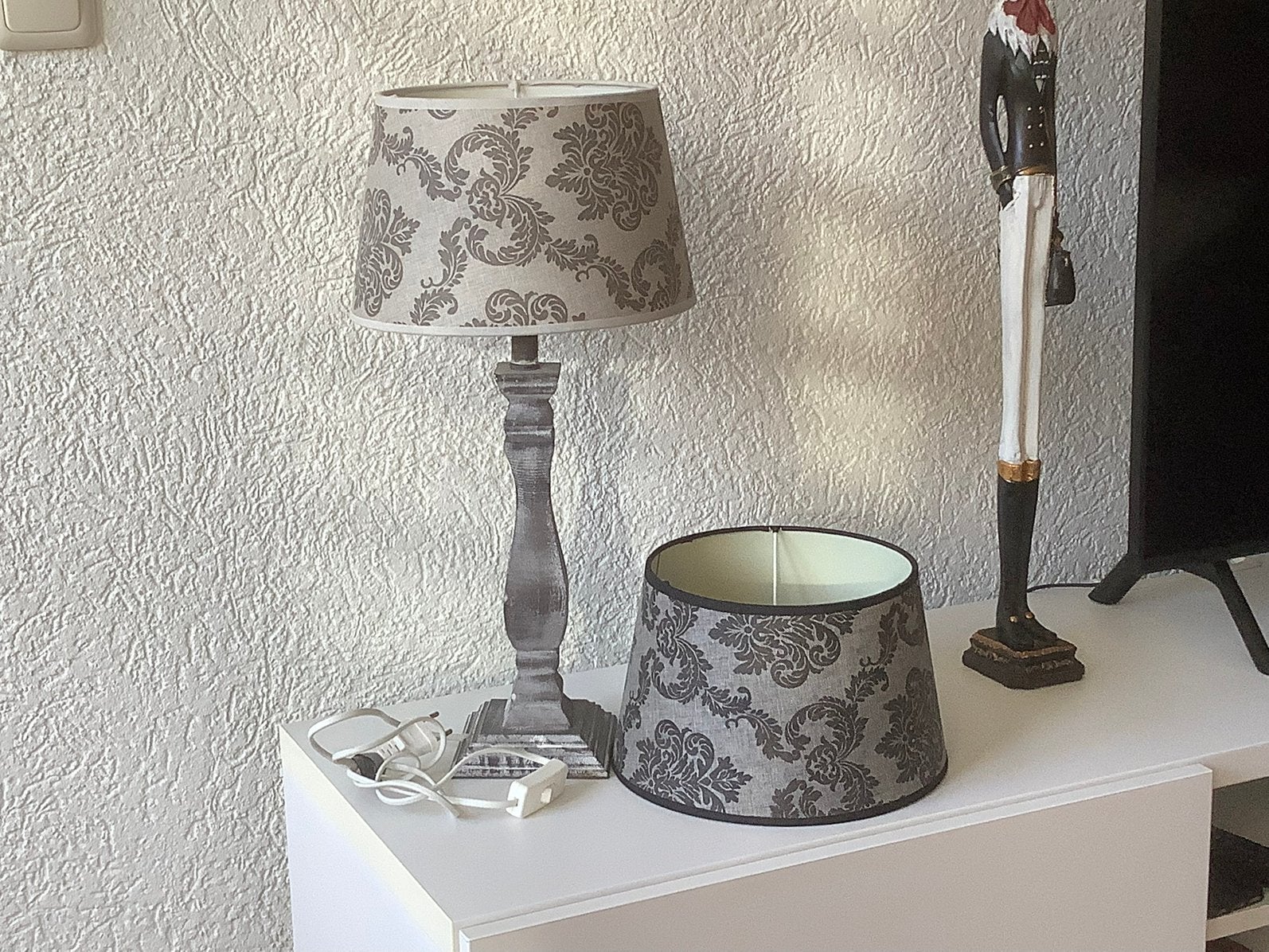 Clayre & Eef Schemerlamp + extra nieuw stoffen kap, Ophalen, Met schakelaar, 52 cm, E27 (groot)