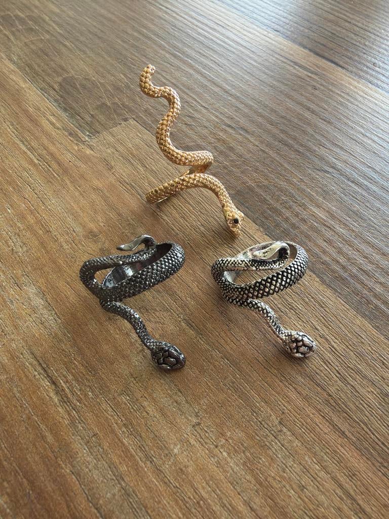 Unieke Slangen Ringen - Goud, Zilver & Zwart, Sieraden, Tassen en Uiterlijk, Ringen, Overige materialen, Nieuw, Ophalen of Verzenden