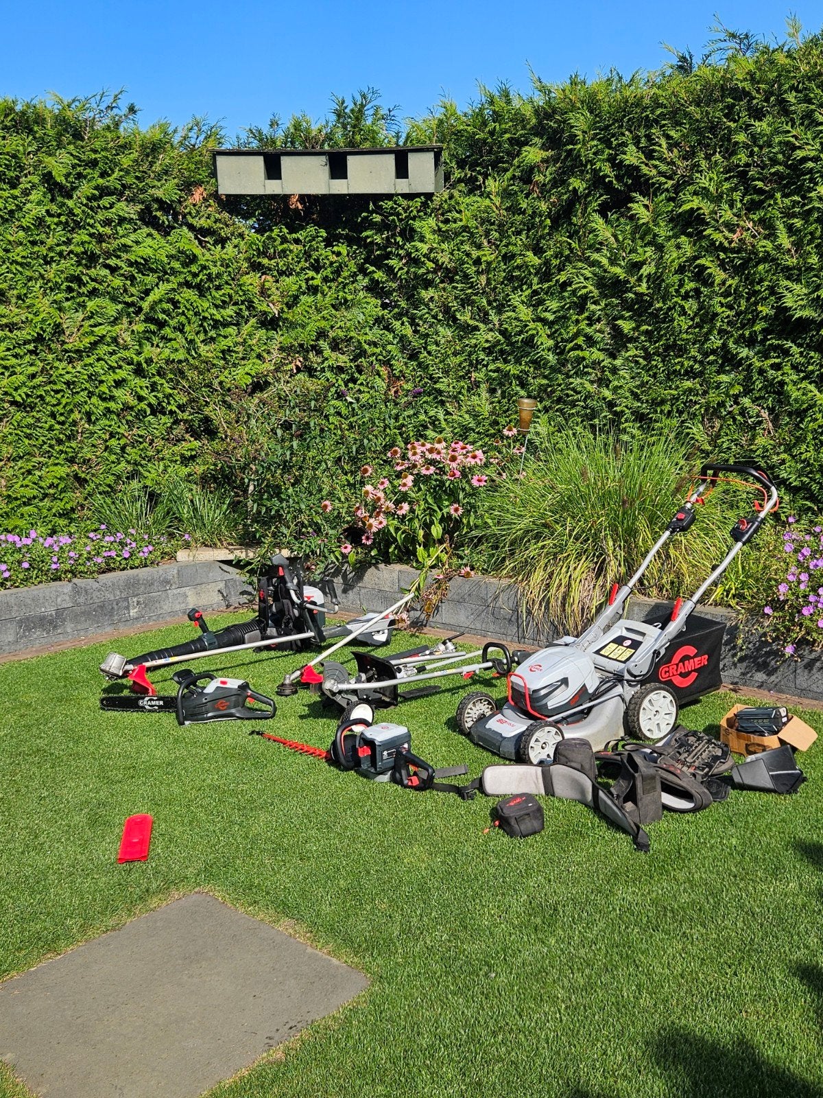 Cramer accu tuinmachines set, Ophalen, Cirkelmaaier, Versnellingen, Accu-grasmaaier