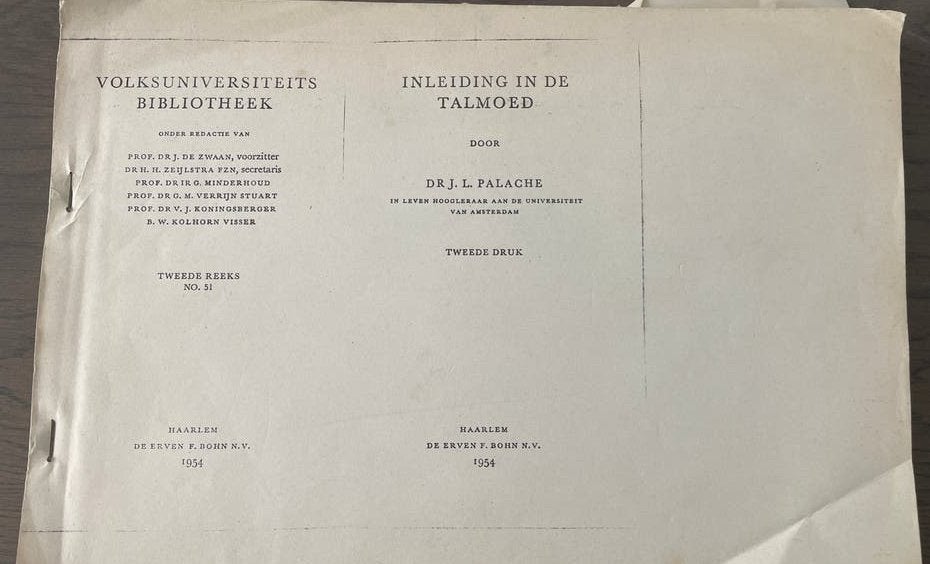 Inleiding in de Talmoed - Dr. J.L. Palache (1954), Boeken, Ophalen, Gelezen