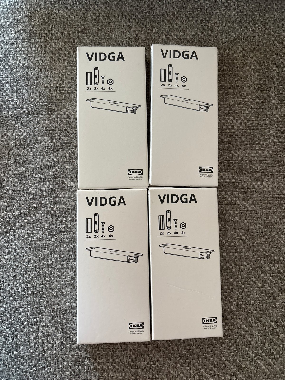 IKEA VIDGA Bevestigingsmateriaal Gordijnrails (4 sets), Huis en Inrichting, Inclusief montageonderdelen, Wit, Metaal, Nieuw