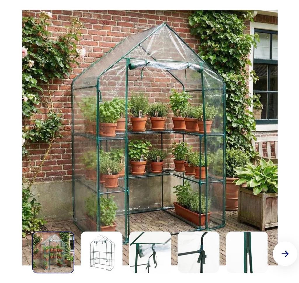 Kweekkas Tuinkas plastic 130 x 65 x 190 cm, Tuin en Terras, Kassen, Staal, Folie, Verzenden, Kweekkas