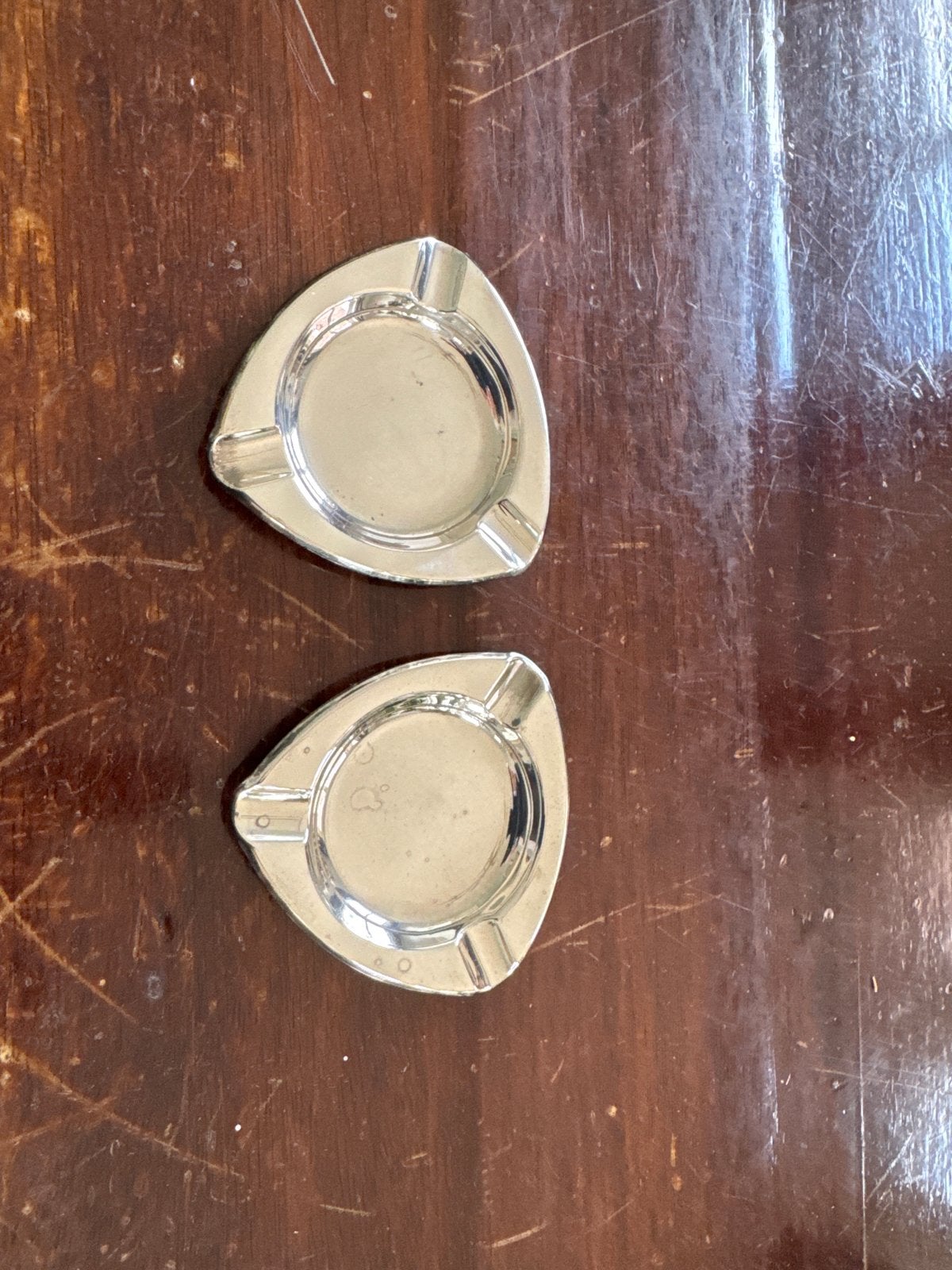 Set van 2 Zilveren Asbakken - Driehoekig Design, Ophalen of Verzenden