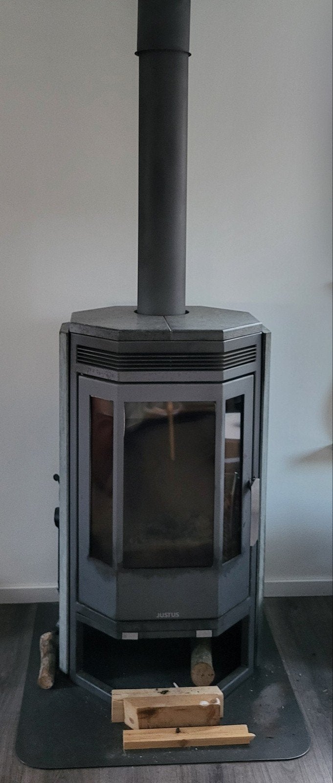 Houtkachel Justus P50 8 met speksteen 8kw, Gebruikt, Houtkachel, Ophalen of Verzenden, Vrijstaand