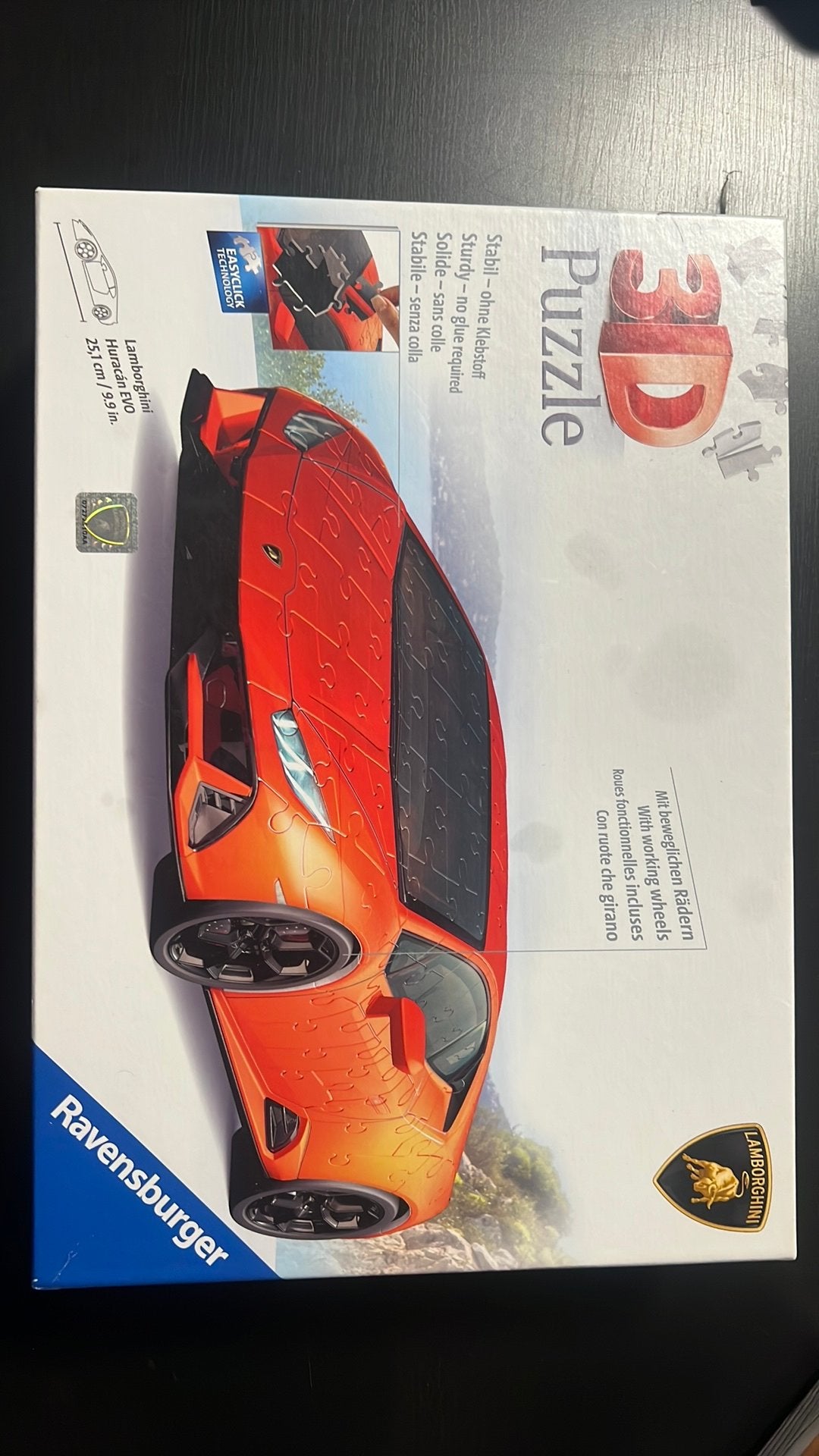 Ravensburger 3D puzzel oranje Lamborghini Huracan Evo, Hobby en Vrije tijd, Denksport en Puzzels, Verzenden, Minder dan 500 stukjes