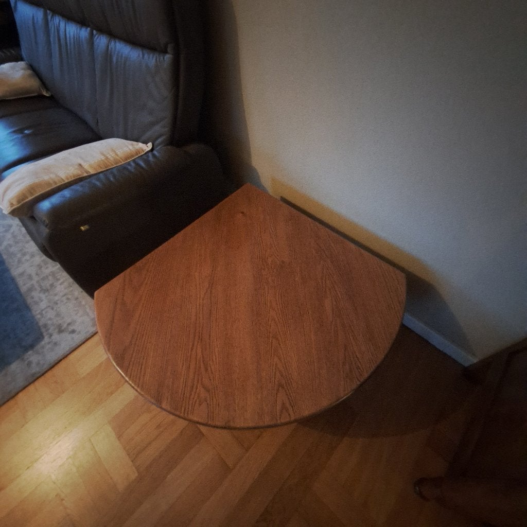 GRATIS Eiken bijzettafel, Minder dan 55 cm, Gebruikt, Rond, Hout