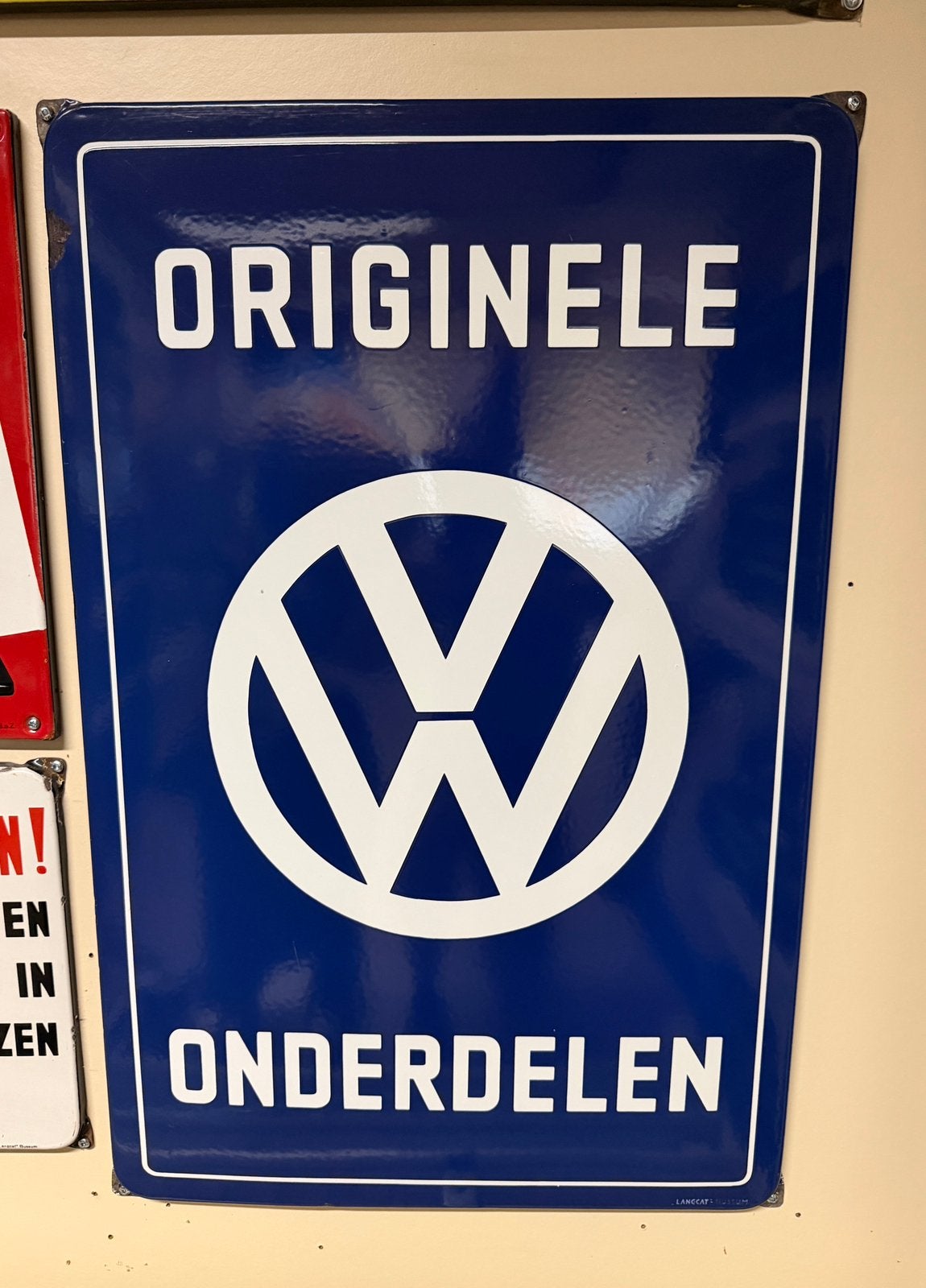 Mooi origineel emaille bord reclamebord Volkswagen Langcat, Verzamelen, Merken en Reclamevoorwerpen, Ophalen of Verzenden, Zo goed als nieuw